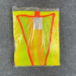 NS Safety Vest Mens Large Yellow Orange Mesh Reflective 3M Scotchlite Class 2